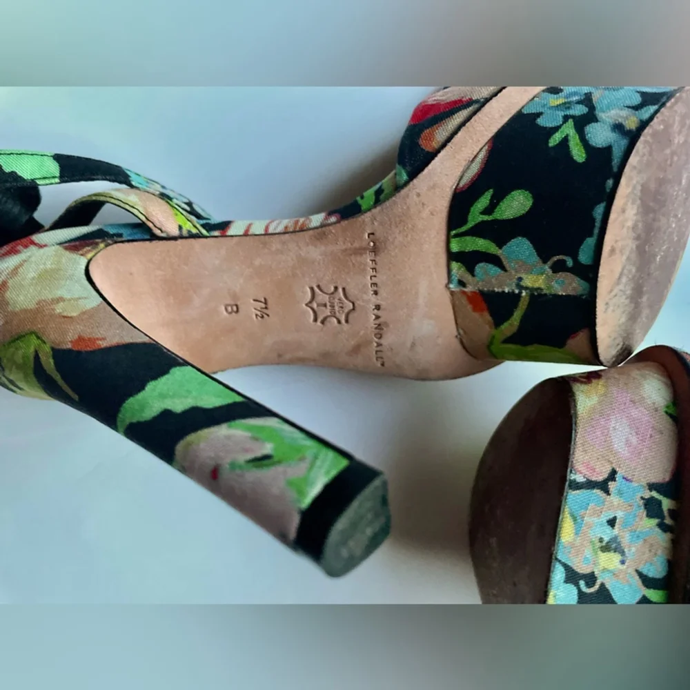 Loeffler Randall Tucker Floral Platform Heels Size 7.5 Statement Designer Sandal